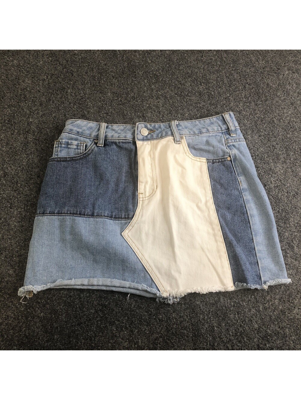 PacSun Denim Skirt Womens 27 Blue Y2K Patchwork 100% Cotton Pockets Grunge